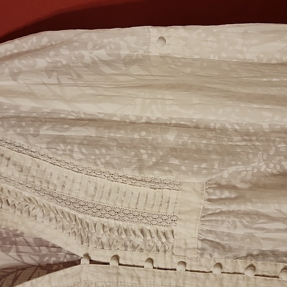 XL White Tuxedo Pleat Burn out Button Top Sheer Boho - Picture 4 of 10